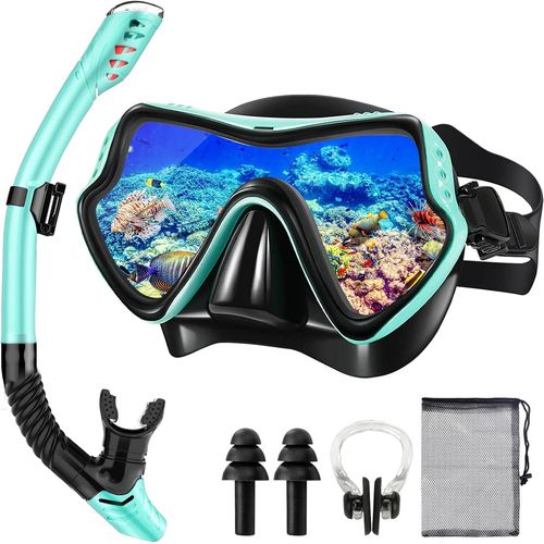 Asfasfq-Vautvis Masque Plongée Adulte, Kit De Masque De Plongée Avec Tuba, Masque Tuba Adulte Snorkeling, Masque De Plongée Anti-Buée, Avec Lentille En Verre Trempé Pour La Plongée En Apnée