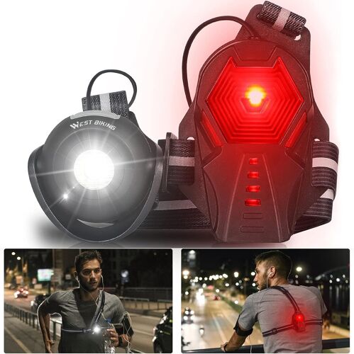 Acdsgd-Lampe Course À Pied Rechargeable Usb, 500 Lumens Avec Faisceau Réglable Et Led Arrière Clignotante, Pour Jogging Et Randonnée