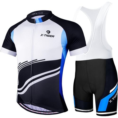 Asfasfq-X-Tiger Maillot De Cyclisme Manches Courtes Homme Avec Cuissard À Bretelle 5d Gel Rembourré,Vtt Courtes Respirant Vêtements De Cyclisme Sports Shorts Pantalons Avec Tee Shirt
