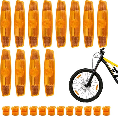 Acdsgd-12 Pièces Catadioptre Velo Jaune Catadioptre Type De Poisson Bandes Réfléchissantes Pour Roues De Vtt Conduite De Nuit En Toute Sécurité Accessoires Velo Convient À La Plupart Des Vélos