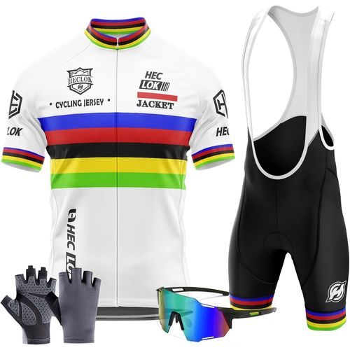 Asfasfq-Maillot Cyclisme Kits Homme Vêtements,Cyclisme Tenue D'été,Cycliste Homme Manche Courte Mtb Jersey¿Avec Cuissard À Bretelle 9d Gel Rembourré,Gants De Cyclisme Les Lunettes