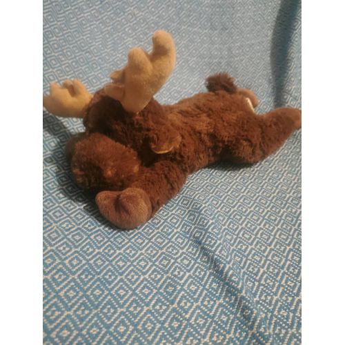 Doudou Peluche Renne Élan Caribou Marron Marque Verte