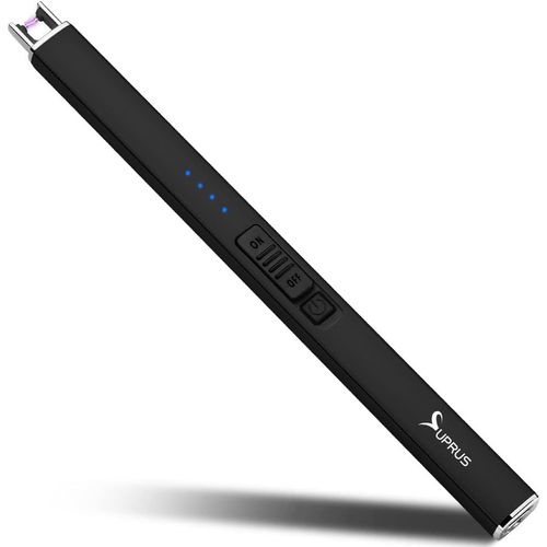 ASFASFq-SUPRUS Briquet électrique à Arc, Coupe-Vent, sans Flamme, USB, Rechargeable, avec Serrure de sécurité, pour Bougie, Barbecue, Camping, Noir