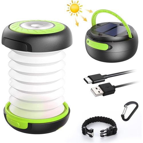 Kalanka-Lampe Lanterne Camping Solaire Pliante Rechargeable 2 En 1 Extérieur Pliante De Poche Télescopique Câble Usb Batterie 3 Luminosité 800mah Durée Max 12h Pour Randonnée Bivouac\U2026
