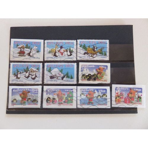 Lot De 10 Timbres Oblitérés Autoadhésifs - "Meilleurs Voeux" - 2005/2006