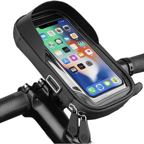Kalanka-Support Téléphone Vélo Étanche, Porte Téléphone Rotation 360°, Sacoche Vélo Guidon Cadre Avec Écran Tactile Et Pare-Soleil, Sacoche Guidon Cadre Vélo Vtt Pour Smartphone Sous 6.4''