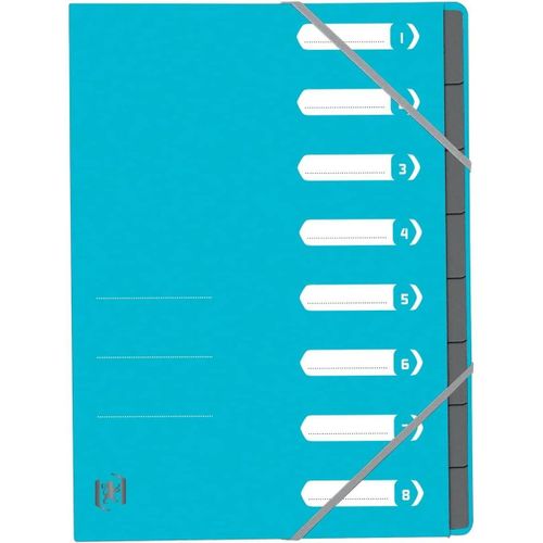 Oxford Trieur Top File+, A4, 8 Compartiments, Bleu Clair