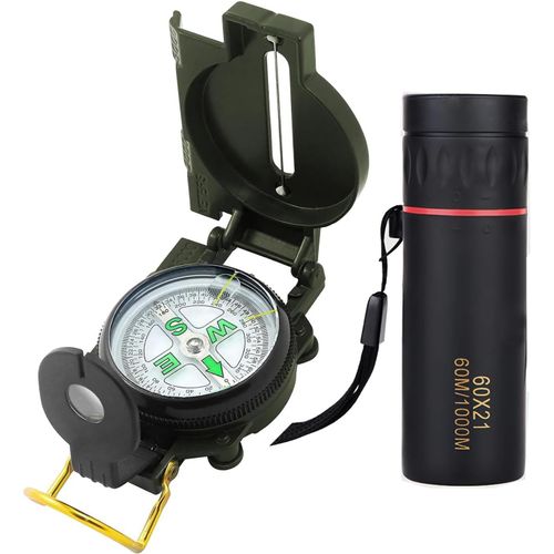 Hiking Compass and Telescope Professional Geological Compass Multifunctional for Hiking,Exploration,Hunting