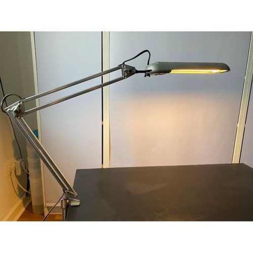 LAMPE LIVAL ARTDECO ARTICULÉE 1980 ECLAIRAGE ARCHITECTE BUREAU ATELIER COUTURIÈRE ARGENTÉ NEON ECONOMIQUE LAMPADAIRE A FIXER SUR SUPPORT TABLE ETAGERE DECO RATION VINTAGE