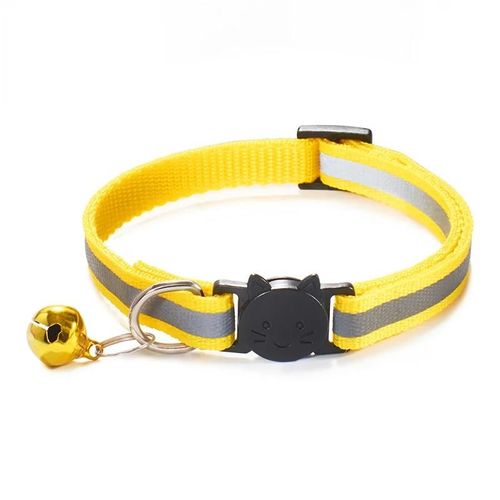 Collier À Encliqueter Réglable Avec Cloches Pour Chat,Accessoire Robuste En Nylon,Fournitures Pour Animaux De Compagnie.Yellow.1pc19-32cm