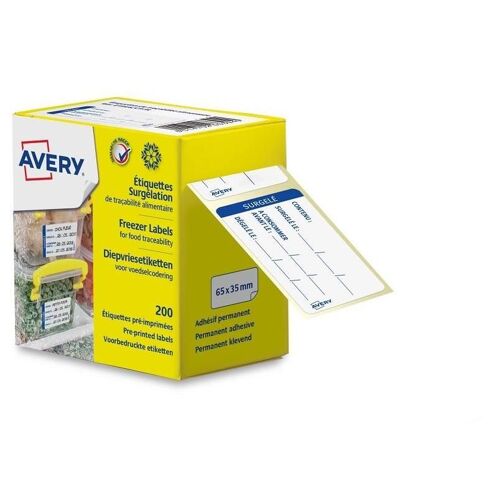 Avery Rouleau De 200 Étiquettes Surgélation Eticold De Traçabilité Alimentaire 65x35mm