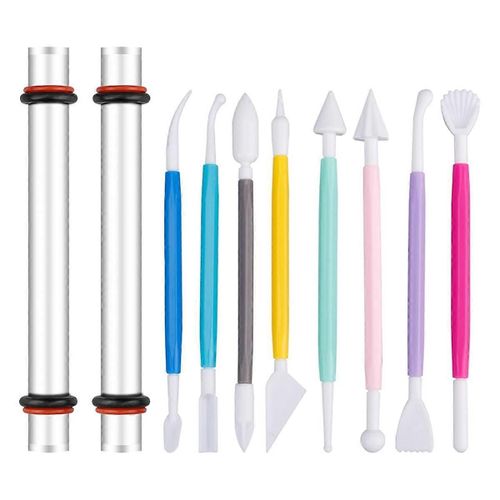 Kit d'outils pour pâte polymère, rouleau acrylique avec anneaux d'épaisseur, outils de sculpture pour pâte à modeler, pour pâte à modeler à séchage à l'air libre