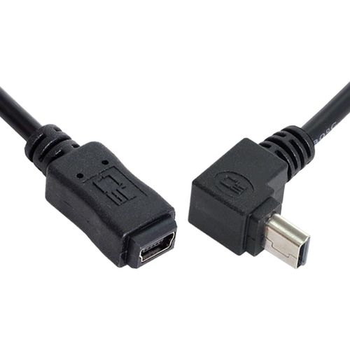 Câble d'extension mini USB 2.0 type B 5 broches mâle vers mini USB 5 broches femelle 20 cm coudé à 90 degrés vers le haut