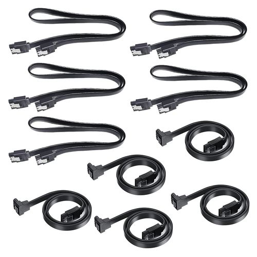 10 PCS Sata III Data Cable, SATA 3 50 cm Câble de pour Connexion Carte Mère HDD SSD Hard Drive, Compatible SATA 3.0 6 Go/s (Noir)