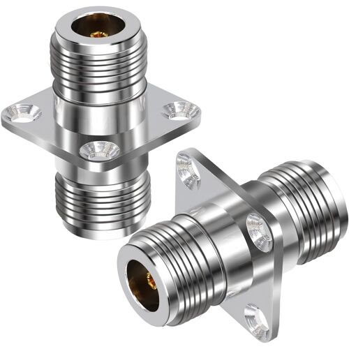 Adaptateur coaxial N femelle N femelle vers N femelle 4 trous bride montage sur panneau connecteur coaxial N femelle Jack connecteur coaxial pour câble d'extension 2 pièces