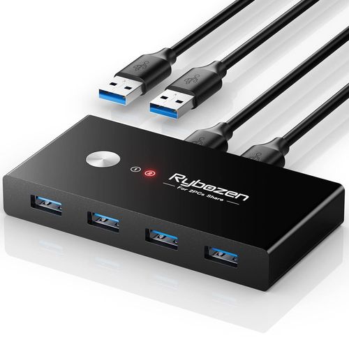 Commutateur Usb 3.0,Commutateur Usb 2 Ordinateurs Partagent 4 Ports Usb Pour Clavier Et Souris,Imprimante Scanner,Sélecteur De Commutateur Kvm Usb Avec 2 Câbles Usb 3.0,Compatible Avec Windows