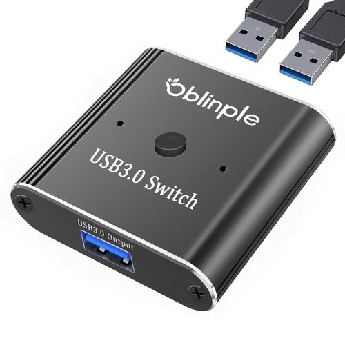 JUIR-Commutateur Usb 3.0,Commutateur Kvm Bidirectionnel 2 En 1 Sortie,1 Entrée 2 Sorties,Répartiteur Usb En Aluminium Avec 2 Câbles Usb 3.0,Sélecteur Usb,2 Ordinateurs,Partage De Clavier