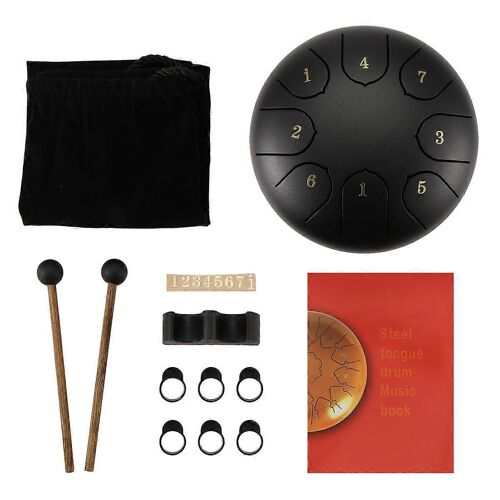 Tambour De Pluie Pour Jardin Extérieur,Tambour De Chakra De 6 Pouces 8 Notes (Noir)
