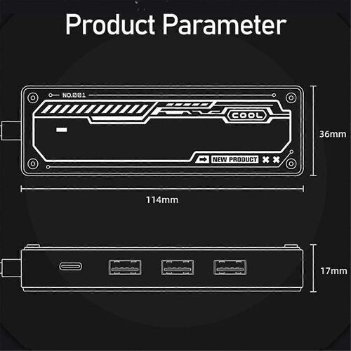 Station d'accueil USB 3.0 Hub 5 en 1 Adaptateur USB avec USB2.0X2 USB3.0 PD100W USB-C 4K@30Hz pour PC Lap