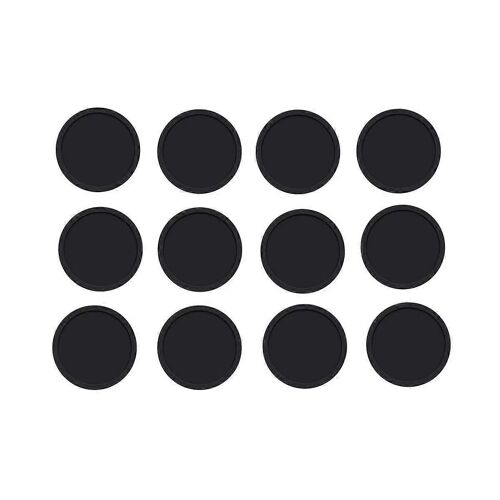 Pack De 12 Verres Coasters, Sous-Verres Silicone, Sous-Verres Boissons, Sous-Montagnes Russes Rondes Verre Noir Pour Drin