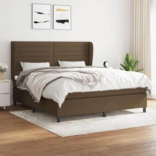 3128056 Vidaxl Lit À Sommier Tapissier Avec Matelas Marron Foncé 160x200 Cm