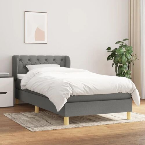 3126998 vidaXL Lit à sommier tapissier avec matelas Gris foncé 80x200 cm Tissu