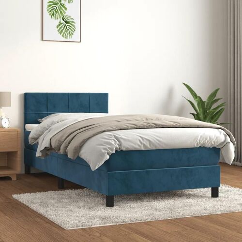 VidaXL Lit à sommier tapissier avec matelas Bleu foncé 100x200 cm - Modèle 3141291