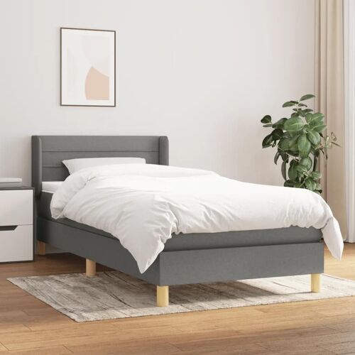 3130314 vidaXL Lit à sommier tapissier et matelas Gris foncé 90x190 cm Tissu
