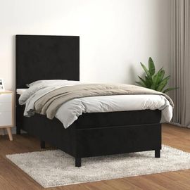 Vidaxl Lit À Sommier Tapissier Avec Matelas Noir 90x190 Cm Velours - Modèle 3142877