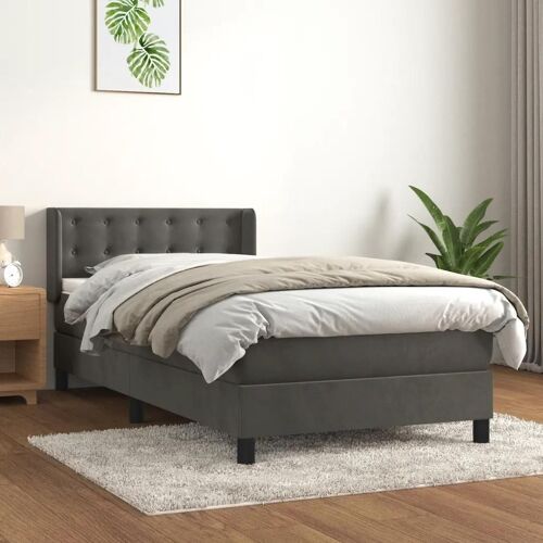 VidaXL Lit à sommier tapissier avec matelas Gris foncé 100x200 cm - Modèle 3131184