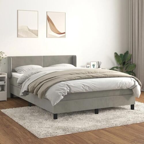 3130841 vidaXL Lit à sommier tapissier et matelas Gris clair 140x200cm Velours