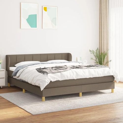 3126817 Vidaxl Lit À Sommier Tapissier Avec Matelas Taupe 160x200 Cm Tissu