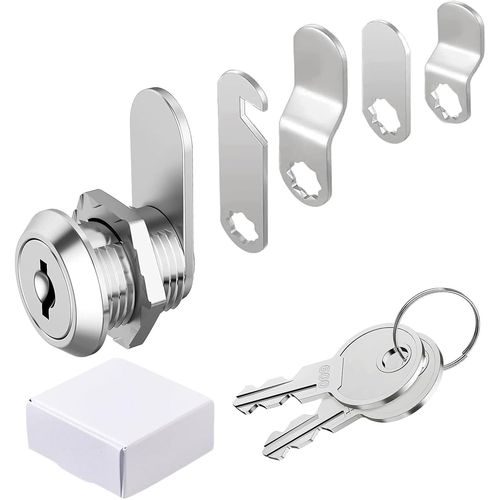 16mm Serrure Boite aux Lettres, Serrure Meuble, Serrure Armoire Metallique avec 5 Plaques de Serrure Différentes, 2 Clés, pour Boîtes aux Lettres, Casier, Boîte à Outils, Classeur