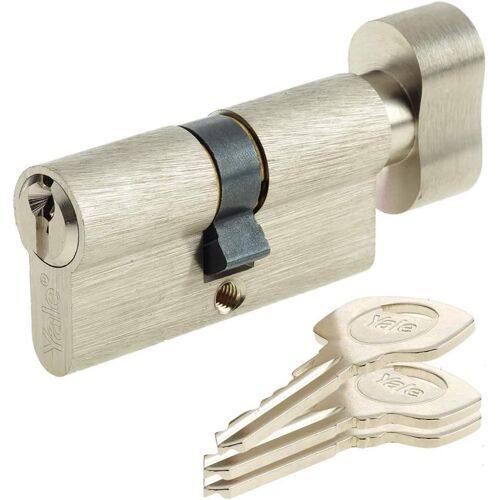 Yc500 Plus 30 X 30 Mm Knob Lock Cylinder 5 Pins - Exterior Door, Interior Door, Front Door - 3 Keys, Nickel Plated