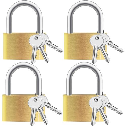 SUBZONAL-Cieex Lot de 4 Cadenas Clé de Laiton Cadenas Casier College Petits Cadenas 4 x 3 x 0,8 cm pour Sacs de Voyage, Valise, Armoires, Casiers