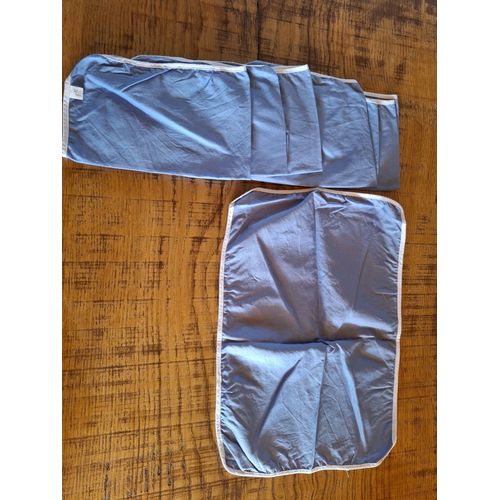 Lot De 6 Serviettes De Table Rectangulaires Bleues Bords Blanc