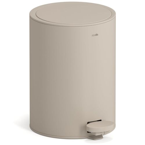 Ulteronixshop-Poubelle à pédale, 3 l, en acier inoxydable mat, avec couvercle rabattable et fermeture silencieuse, poubelle intérieure, poubelle de salle de bain, taupe, beige