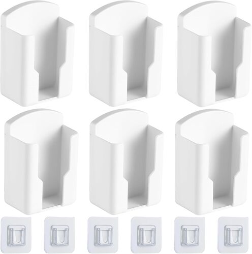 JEXNOVASHOP-6 Pcs Boîte de Rangement à Télécommande Mural, Auto Adhésive Support Telecommande Mural, Blanc Boîte de Rangement Murale Télécommande, Pour Maison et Bureau