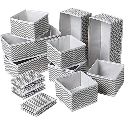 Jexnovashop-Lot De 12 Boite Rangement, Organisateur De Tiroir Pliable Non-Tissé Pour Sous-Vètements, Soutien-Gorges, Cravates, Chaussettes Boîte De Rangement À Compartiment Gain De Place (12 Pièces,G