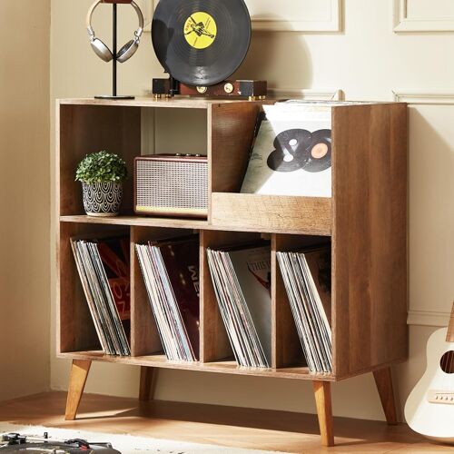 JEXNOVASHOP-Grand support de disque avec rangement, support pour tourne-disque avec étagère, support de disque vinyle avec surface de présentation, support pour jusqu'à 300 albums, étagère à disques