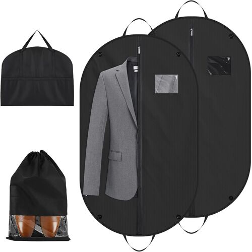 Jexnovashop-Premium Housse Vetements À Suspendre, 2 Pcs Housses De Vêtements Avec 1 Sac À Chaussures, Housse Costume,Housse De Costume Homme Avec Zip¿100x60cm¿
