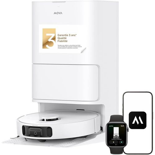 MOVA E40 Ultra ¿ Aspirateur robot laveur 19¿000¿Pa, base autonome, nettoyage bord-à-bord, autonomie 5200¿mAh