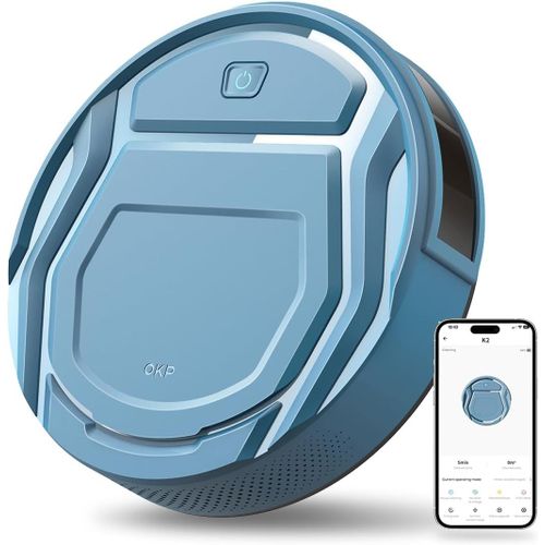 Aspirateur Robot,Robot Aspirateur Puissance D'Aspiration,Ultra Mince Silencieux Aspirateur,Contrôle Alexa/Wifi/App,6 Modes De Nettoyage,Idéal Pour Les Poils D'Animaux Tapis Sols Durs K2Lb
