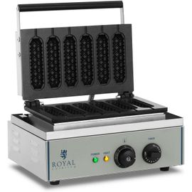 NouvelHorizonstore-Gaufrier Machine à Gaufres à Epi RCWM-1500-S (29,5x38,3x42cm, 1.500 W, 6 bâtonnets, minuterie jusqu'à 15 min, plaque de cuisson en téflon et alu)