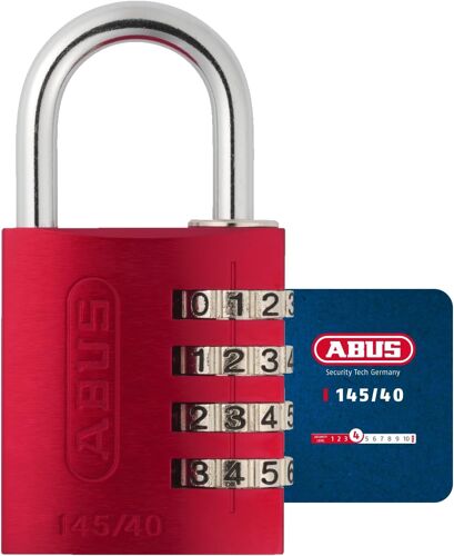 Cadenas à combinaison 145/40 rouge Cadenas pour valises, casiers et autres. Cadenas en aluminium code numérique réglable individuellement niveau de sécurité 4