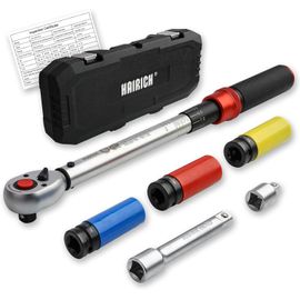 SUBZONAL-Hairich Clé dynamométrique pour voiture 1/2"", 40¿210 Nm, certifiée TÜV Süd GS, set de 6 pièces avec rallonge 125mm, adaptateur 1/2""-3/8"" et 3 douilles ¿ Pour changement de pneus et moto
