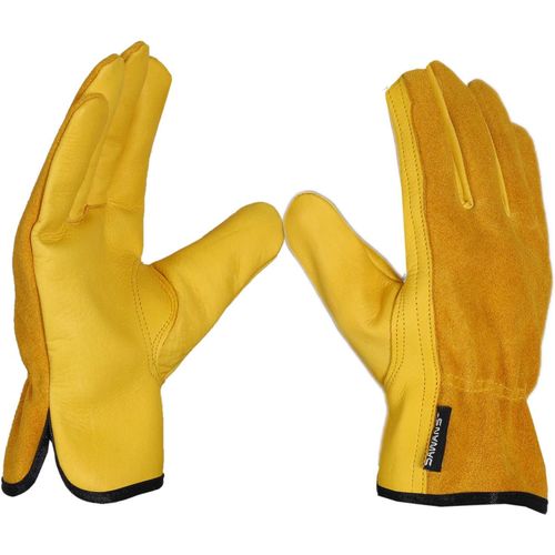 ASFASFq-Gants de travail en cuir résistant aux épines pour le jardinage, la construction de jardin et de construction robuste pour homme et femme, construction respirante et flexible
