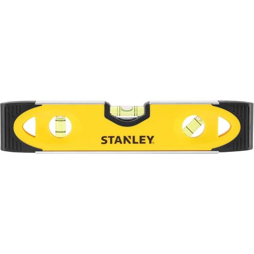 SUBZONAL-STANLEY 0-43-511 Niveau Torpédo Magnétique 230 Mm - Semelle Aluminium - Rainure V Pour Le Contrôle De Surfaces Cylindriques - 3 Fioles Réversibles Et Antichocs - Extrémité Caoutchoutées