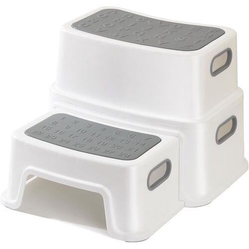 Jexnovashop-Marche Pied Enfant, Tabouret Robuste À 2 Niveaux Pour La Salle De Bain, Lavabo Et Toilette, Anti-Basculement Et Antidérapant, Marchepied Sûr Pour Les Tout-Petits