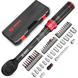 SUBZONAL-VANPO Clé Dynamométrique 1/4'', 3-25Nm pour Vélo, Précision ±3%, Kit D'entretien 49 Pièces avec Douilles Allen, Barre D'extension 75mm, Adaptateur 3/8'', Bits Adaptateur
